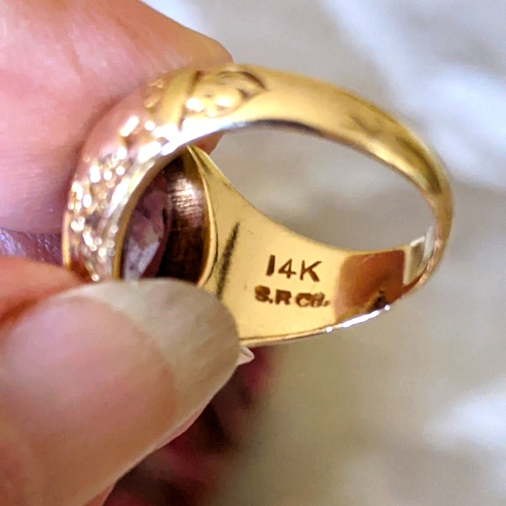 14K 💛 GOLD AMETHYST SIGNET LADIES RING - Picture 7 of 9